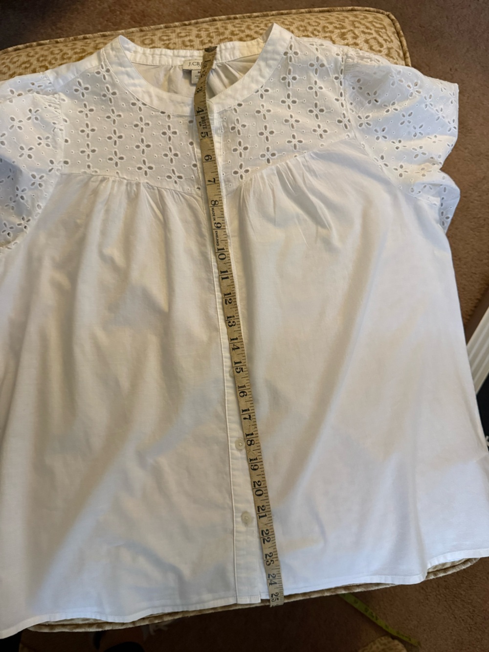 J Crew White Eyelet Button-Front Blouse - Picture 7 of 7